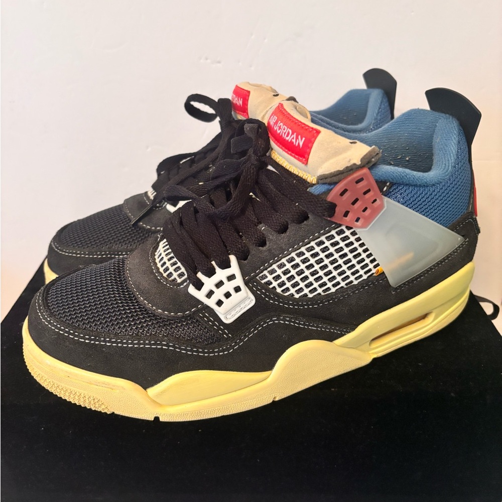 Nike Air Jordan Retro 4 IV Union X Off Noir OG Brigade Blue Smoke Grey Size 7